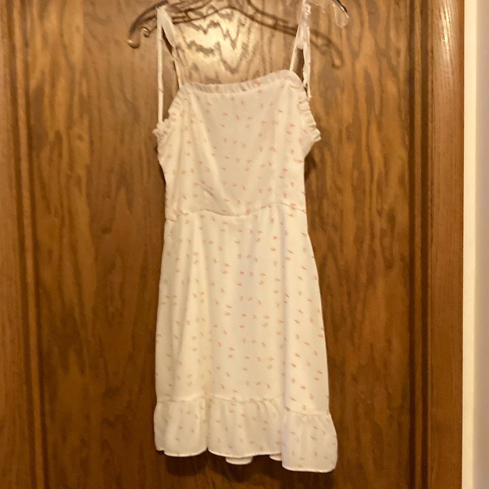 Lola Grace white with pink roses skater dress. Size XS